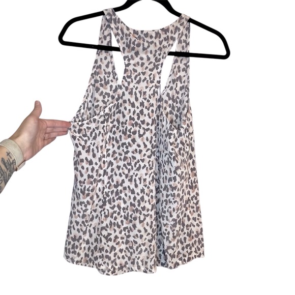 Joie White and Brown Cheetah Print Racerback Silk Tank Top Mobwife Preppy Girly - Picture 3 of 9